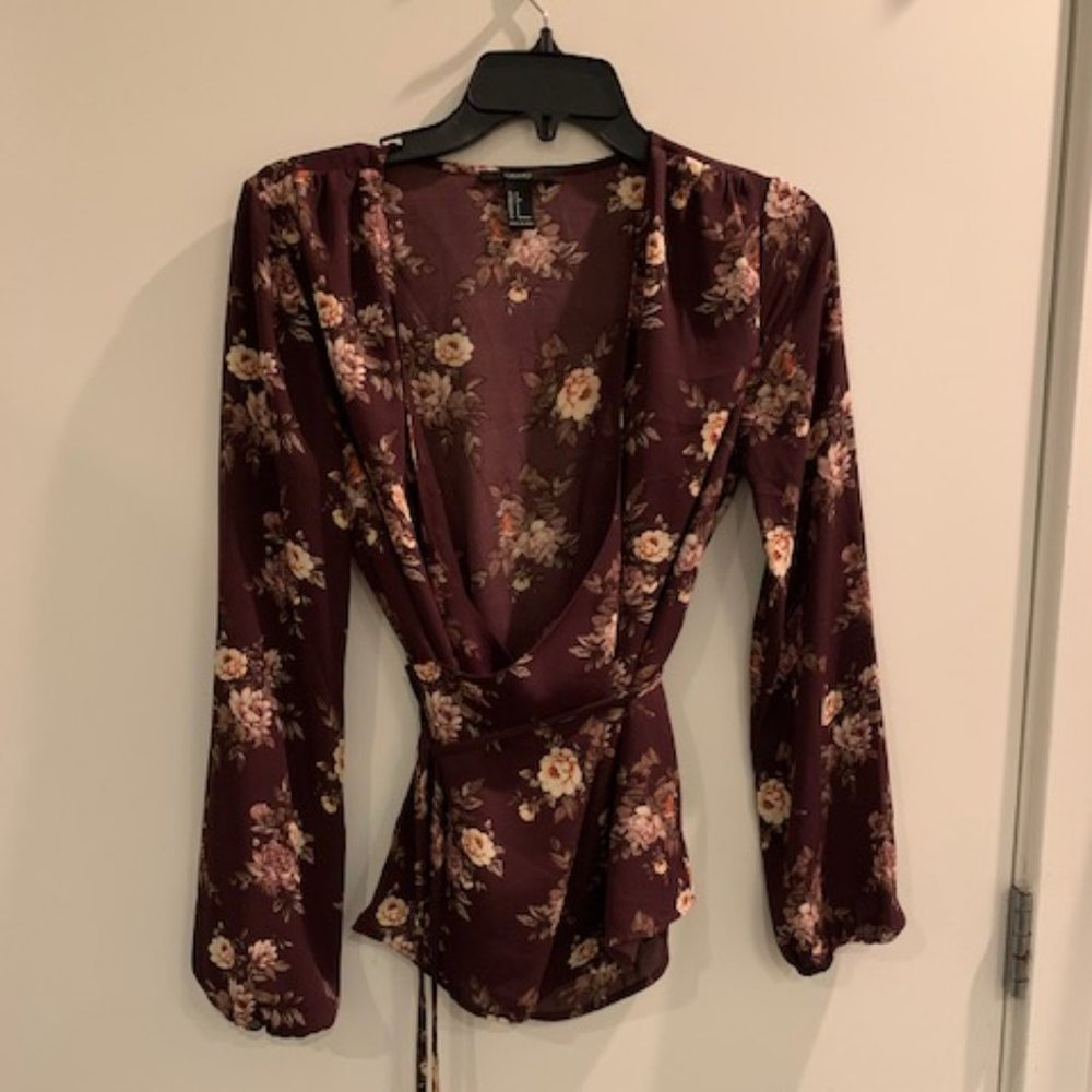 Forever 21 Floral Wrap Shirt